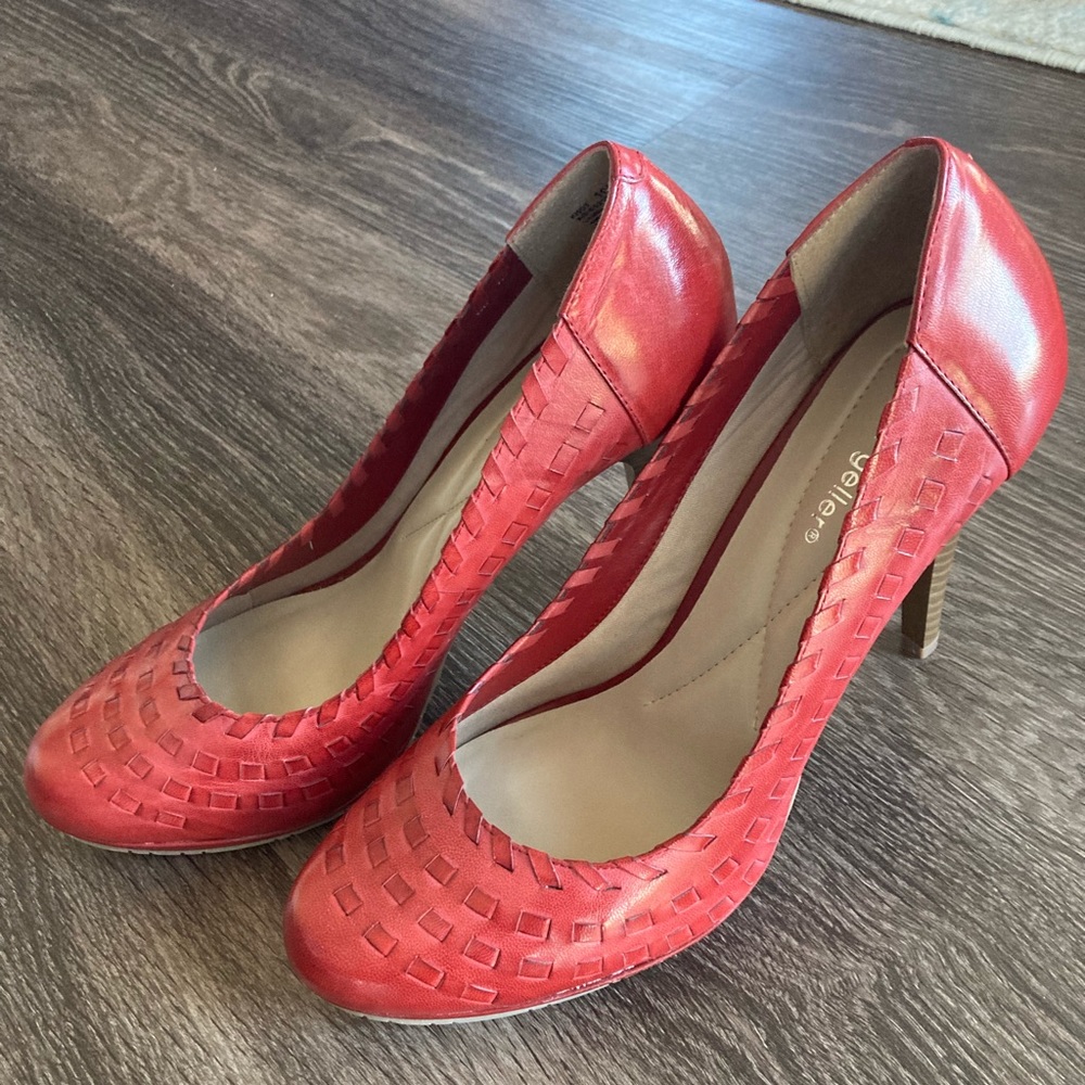 Red round toe pumps - 🪢 knot style